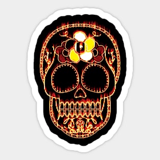 Flaming Day of the Dead Sticker